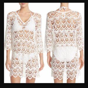 Surf Gypsy White Crochet Cover-Up Tunic. Size M